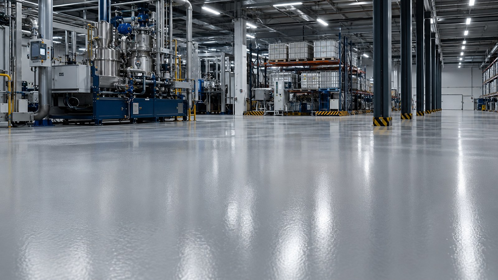 Epoxy gietvloer in industriële productieomgeving met zware belasting