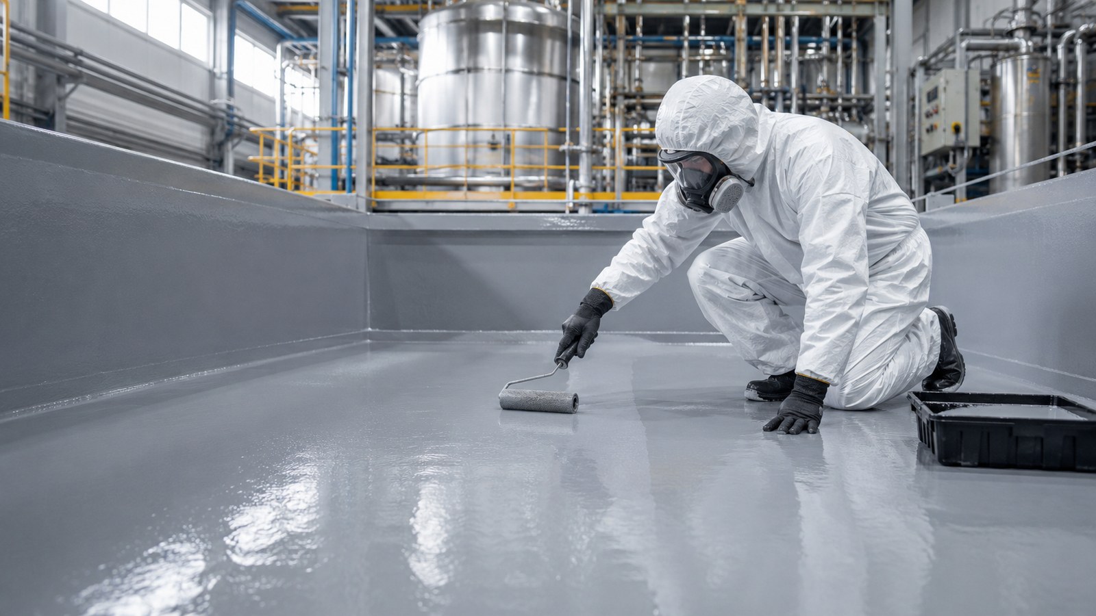 Polyester coating wordt aangebracht in industriële installatie
