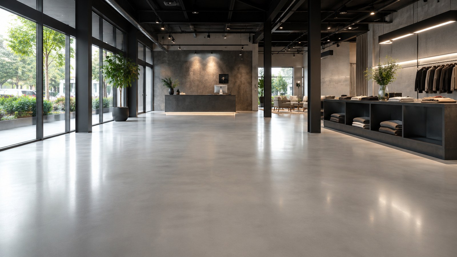 Decoratieve PU Deco vloer in moderne showroom